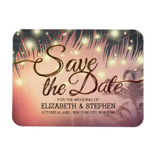 Weddenschap Save the Date Summer Beach Palm Light Magneet
