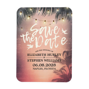 Weddenschap Save the Date Summer Beach Palm Light Magneet