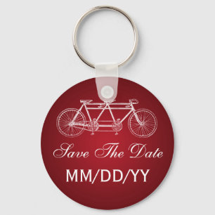 Weddenschap Save the Date Tandem Bike Red Sleutelhanger