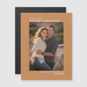 Weddenschap Save the Date Vertical Photo Golden Ta Magnetische Uitnodiging (Voorkant / Achterkant)