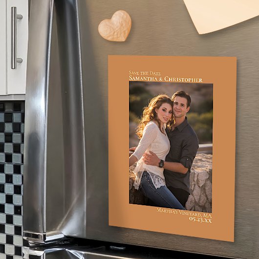Weddenschap Save the Date Vertical Photo Golden Ta Magnetische Uitnodiging