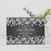 Weddenschap Save the Date Winter Sparkle Black (Staand voorkant)