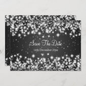 Weddenschap Save the Date Winter Sparkle Black (Voorkant / Achterkant)