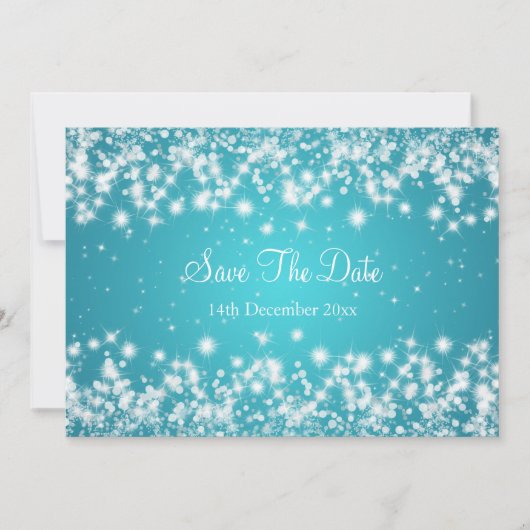 Weddenschap Save the Date Winter Sparkle Blue (Voorkant)