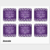 Weddenschap Save the Date Winter Sparkle Paars Vierkante Sticker (Vel)