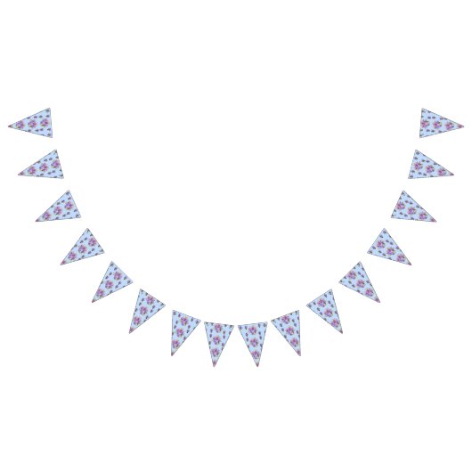 Weddenschap Shabby Blue Pastel Flowers Floral Part Vlaggetjes (Alle)