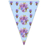 Weddenschap Shabby Blue Pastel Flowers Floral Part Vlaggetjes (Derde vlag)