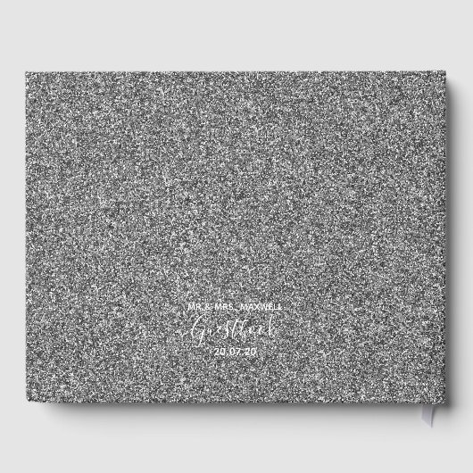 Weddenschap | Silver Glitter Chic Gastenboek (Achterkant)