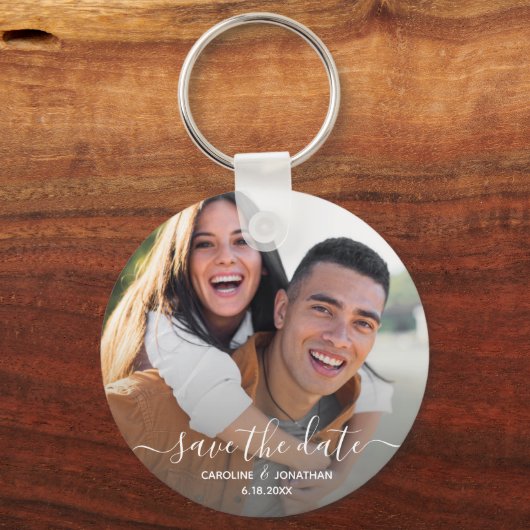 Weddenschap Sparen de Datum Eenvoudige Fotokalligr Sleutelhanger (Voorkant)