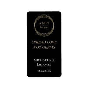 Weddenschap Spread Love not Germs Hand Sanitizer Etiket