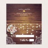 Weddenschap Tafelnummer Floral Light Wood Lace (Buitenkant ongevouwen)