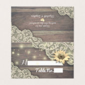 Weddenschap Tafelnummer Lace Sunflower Wood (Buitenkant ongevouwen)