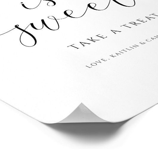 Weddenschap Teken Love is Sweet Snoep Buffet Poster (Hoek)