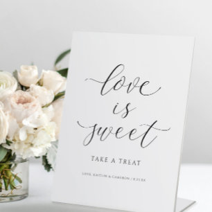 Weddenschap Teken Love is Sweet Snoep Buffet Reclamebord Met Voetstuk