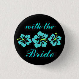 Weddenschap - Tropisch - Hibiscus Blue Ronde Button 3,2 Cm