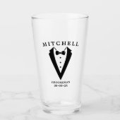 Weddenschap Tuxedo - Gepersonaliseerde Groomsman Glas (Voorkant)