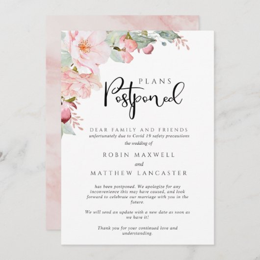 Weddenschap uitgesteld - Annulering - plannen uitg Kaart (Voorkant / Achterkant)