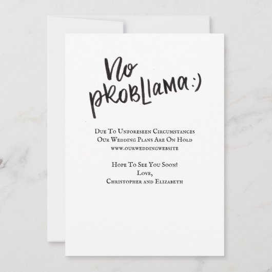 Weddenschap Uitgesteld Funny Lllama Datum verander Kaart (Achterkant)