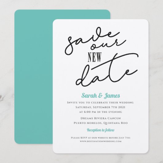 Weddenschap Uitgesteld Sla de nieuwe datum op Kaart (Voorkant / Achterkant)