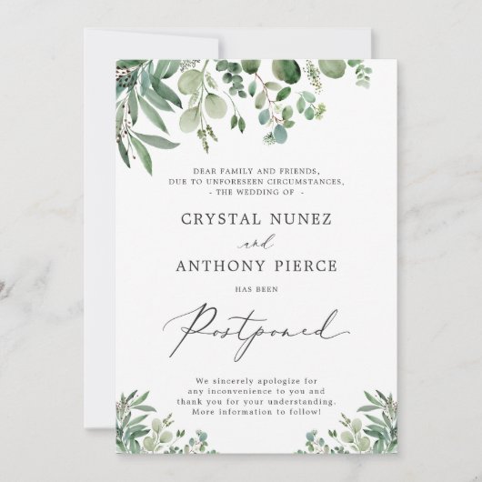 Weddenschap Uitgestelde wijziging van datum Eucaly Kaart (Voorkant)