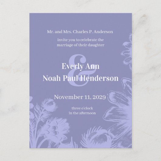 Weddenschap Uitnodiging-Blauwe Perwinkle-bloemen Aankondigingskaart (Voorkant)