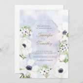 Weddenschap Uitnodiging Botanische witte anenbloem (Voorkant / Achterkant)