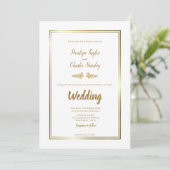 Weddenschap Uitnodiging Elegant Gold Border (Staand voorkant)