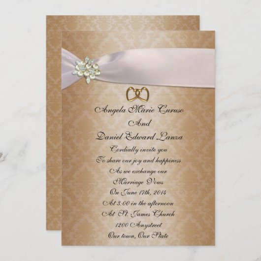 Weddenschap Uitnodiging elegant Satin-look-lint (Voorkant / Achterkant)