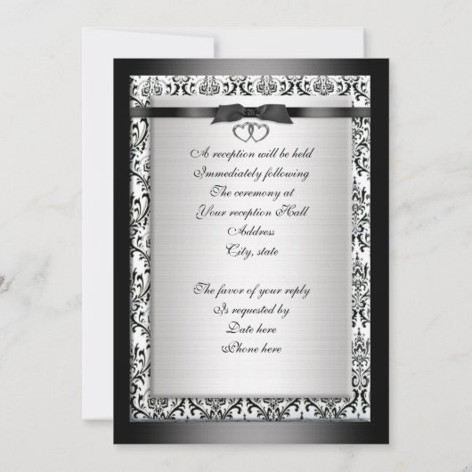 Weddenschap Uitnodiging elegant Zwart wit (Achterkant)