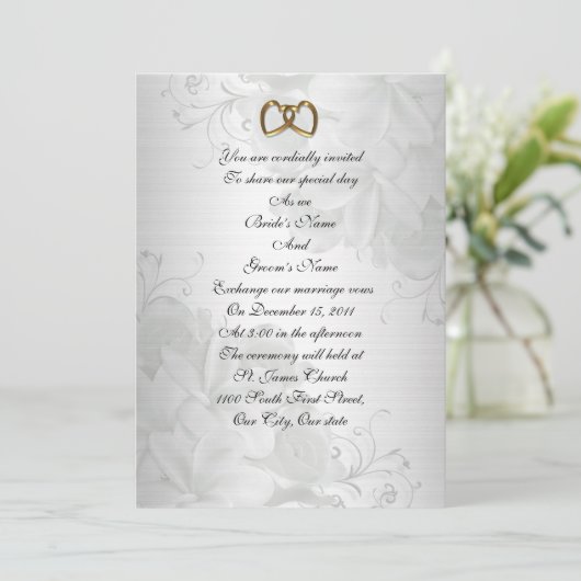 Weddenschap-uitnodiging elegante witte florale kaart (Staand voorkant)