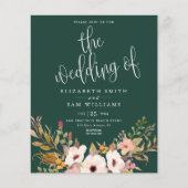 Weddenschap Uitnodiging Emerald Elegant Floral Bud Flyer (Voorkant)