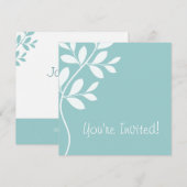 Weddenschap Uitnodiging Leaf Branch Baby Blue (Voorkant / Achterkant)