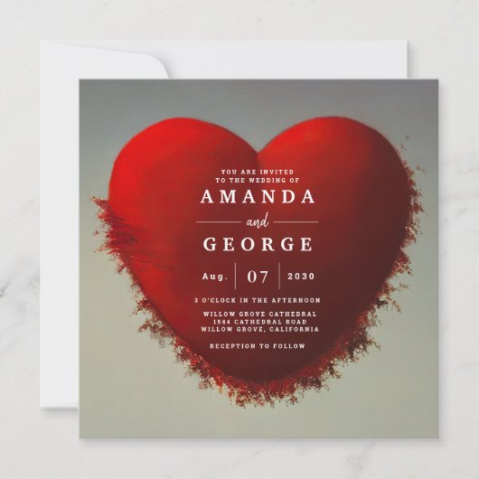 Weddenschap Uitnodiging met rood hart (Voorkant)