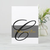 Weddenschap Uitnodiging Monogram Names Gold Black  (Staand voorkant)