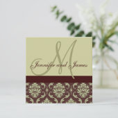 Weddenschap Uitnodiging Monogram Taupe Brown Damas (Staand voorkant)