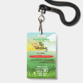Weddenschap Uitnodiging Rustic Festival Fields Fun Badge (Voorzijde met lanyard)