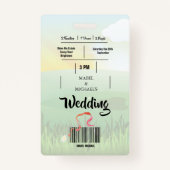 Weddenschap Uitnodiging Rustic Festival Fields Fun Badge (Achterkant)