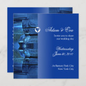 Weddenschap Uitnodiging Sapphire Blue Gemstone Mos (Voorkant / Achterkant)