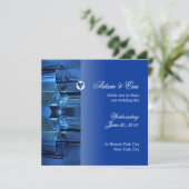 Weddenschap Uitnodiging Sapphire Blue Gemstone Mos (Staand voorkant)