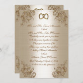 Weddenschap Uitnodiging satin-look gouden eleganti (Voorkant / Achterkant)