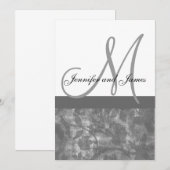 Weddenschap Uitnodigingsmonogram Names Black Flora Kaart (Voorkant / Achterkant)