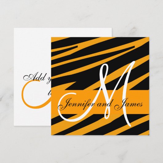 Weddenschap Uitnodigingtijger — Sinaasappel Kaart (Voorkant / Achterkant)