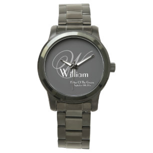 Weddenschap vader van de groom Gift Monogram Cool  Horloge