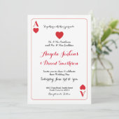 Weddenschap van een hartenspeelkaartje uitnodigen kaart (Staand voorkant)