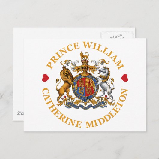 Weddenschap van prins William en Catherine Middlet Briefkaart (Voorkant / Achterkant)
