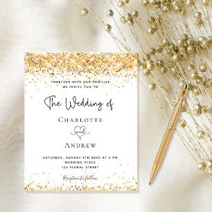 Weddenschap van witgoud, glitter budget uitnodigin flyer