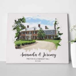 Weddenschap Venue Foto Waterverf Paar Jubileum Canvas Afdruk