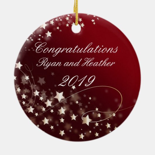 Weddenschap Verloving New Home Red Keramisch Ornament (Achterkant)