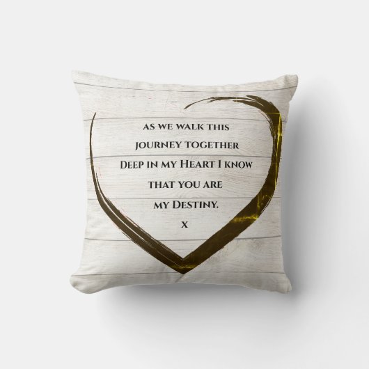 Weddenschap Verloving Rustic Heart Quote Kussen (Voorkant)