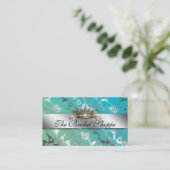 Weddenschap Visitekaartje Damask Floral Silver Cro (Staand voorkant)